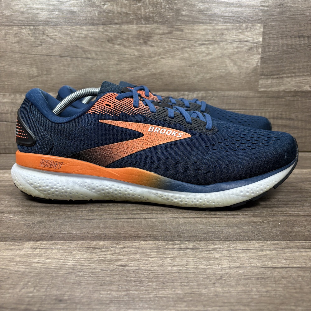 Brooks Ghost 16 Blue Orange Mens US Size 12.5 EUR 46.5 1104181D474 Running Shoes